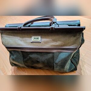 Brown and Green Duffle Weekend Travel Bag